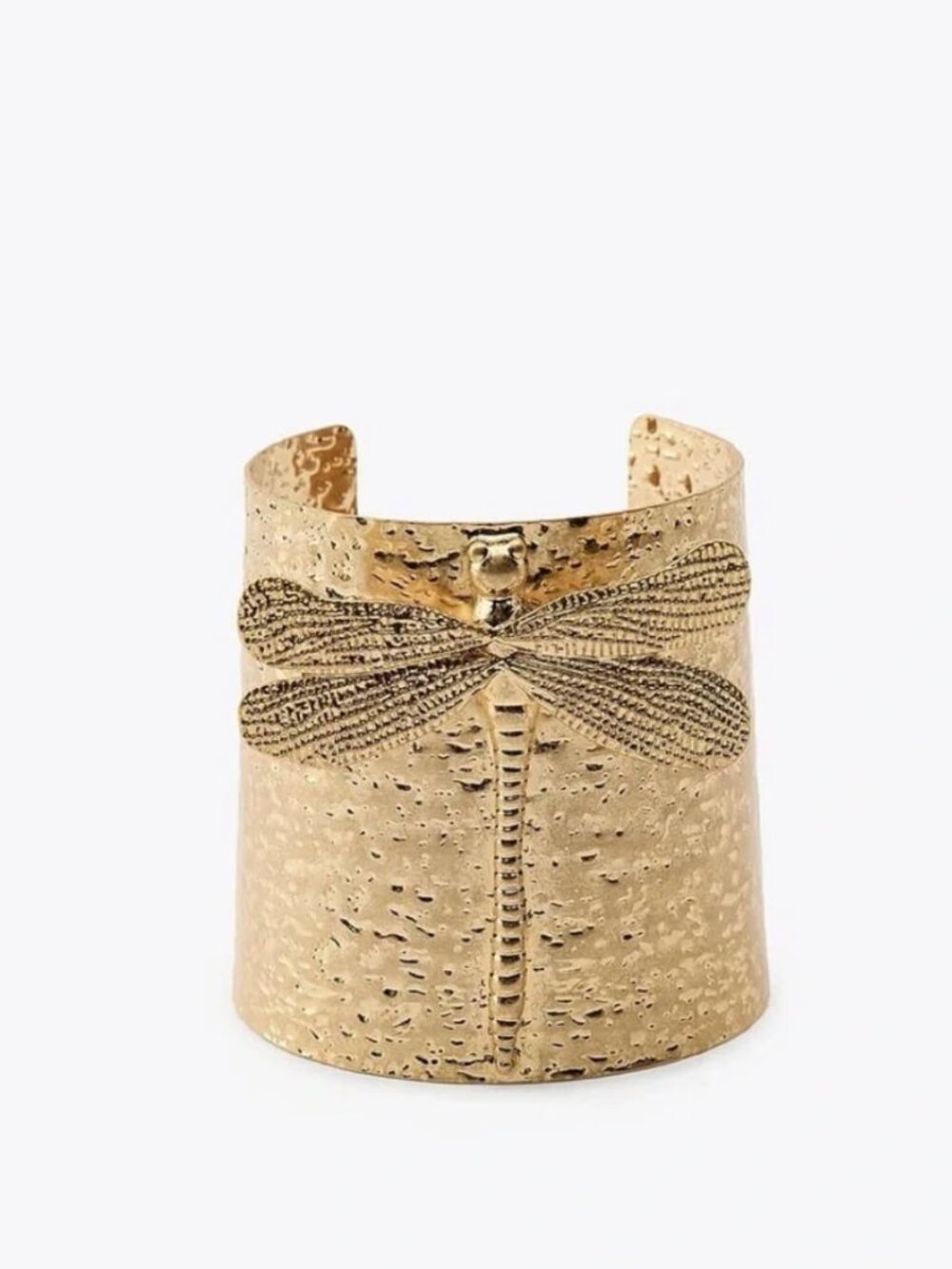 Zara Dragonfly Cuff Bracelet Textured Wide Band gold tone New